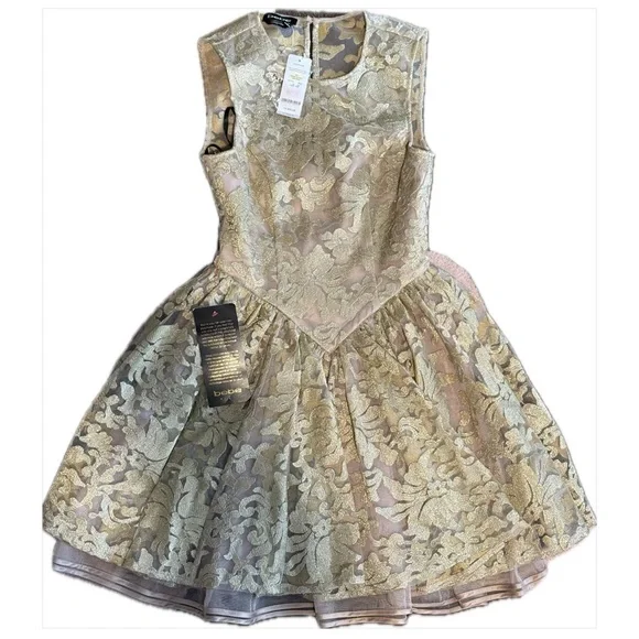 bebe gold foil dress Bebe Women's Foil Bandage Mini Dress, Size Medium in Black